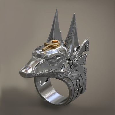 Ancient Egypt Anubis God Jackal Cross Rings For Men Women Vintage Cool Wolf Head Motorcycle party Biker Male Jewelry Gift