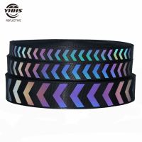 Wholesale Rainbow Reflective Webbing Black Tape Magic Gradient Garment Accessories Sewing On Clothes For Pet Collar Or Keychains