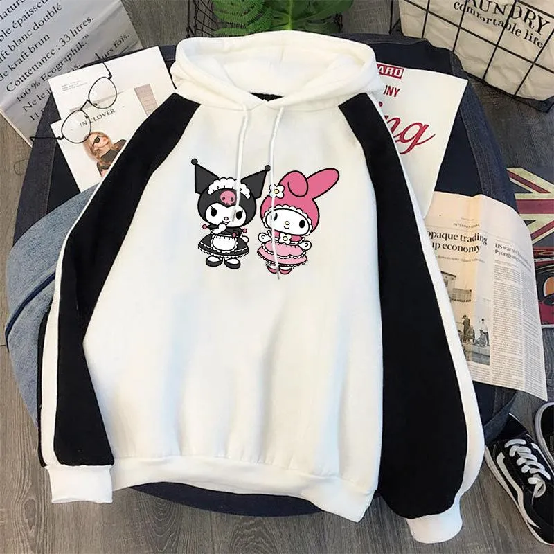 Sanrio Kuromi-Hoodie de grandes dimensões feminino, moletom Kawaii Print,  bolso canguru feminino, pulôveres soltos, roupas novas da moda, Y2K, 2023 -  AliExpress