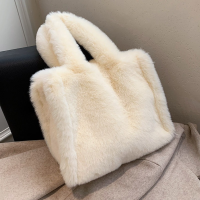 Casual Solid Furry Plush Totes Bags For Women Luxury Faux Fur Womens Handbags Winter Soft Plush Shopper Bag Women Shoulder Bag