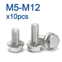 10pcs/lot A2-70 Stainless Steel Hexagon Head with Serrated Flange Cap Screw Hex Washer Head BoltM5 M6 M8 M10 M12