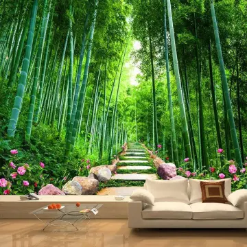 3D Fresh Bamboo Trees Self-adhesive Bedroom Sofa Background Wallpaper Wall  Mural | eBay
