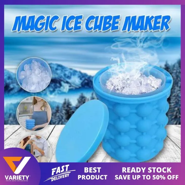 The Ultimate Magic Ice Cube Maker Silicone Bucket with Lid Makes Small