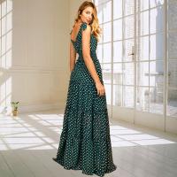 【LZ】℡❀  Vestido casual fino com decote em v saia longa tamanho grande ponto de onda elegante sexy novo verão 2023