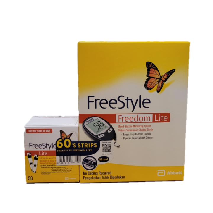 FreeStyle Freedom Lite Meter + Blood Glucose Test Strips 60s [EXP OCT