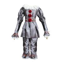 Halloween Role Play Clown Outfit Set IT Joker Costume for Anime Fans Halloween Outfit with Top Pants Scarf Anklets Bracelets charitable