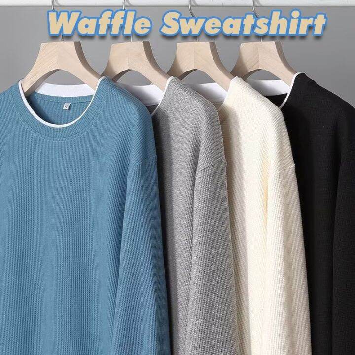 Mens waffle online sweatshirt