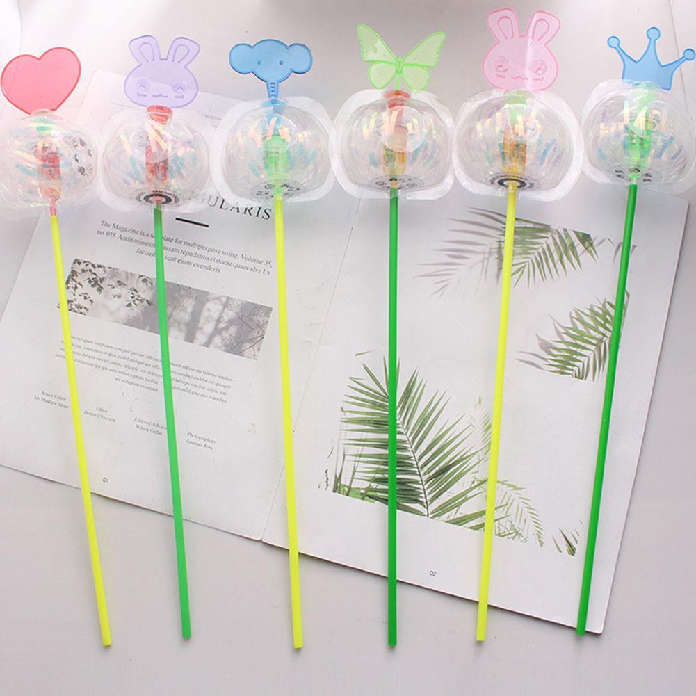 LED Rainbow Magic Stick Wand Spinning Ribbon Bubble Flower Magic Kids Toy 