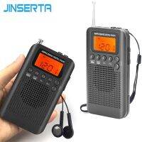 JINSERTA ลำโพงวิทยุแบบมินิ Fm/am แบบพกพาเครื่องเล่นเพลงกับนาฬิกาปลุก LCD จอแสดงผลดิจิตอลรองรับแบตเตอรี่และ USB