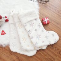 【hot】☜✳❖  Knitted Stockings Snowflakes Treat Socks Gifts Holder With Hanging Xmas Fireplace Decorations