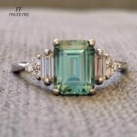 Classic Vintage Copper Alloy Emerald Diamond Women Ring Wedding Anniversary Gift Beach Party Jewelry Wholesale