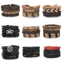【ZHENGYOU】5Pcs6Pcs Fashion Combination celet Mens Leather Adjustable Set celet Gift Jewelry Factory Wholesale
