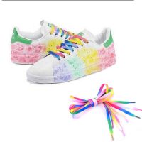 COD DSFGREYTRUYTU 1Pair Canvas Sports Athletic Strings Rainbow Shoelace Shoe Laces Flat