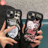 เคส Tpu นิ่มสำหรับขอบลอนเข้ากันได้กับ iPhone 7Plus XR 11 14 13 12 Pro Max X XS Max 8 Plus 6S 6 7 14 8 Plus SE 2020 Graffiti Love Comme Des Garcons Smiley Cover