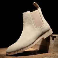 Genuine Leather Chelsea Boots for Men Cow Suede Ankle Boots Platform Shoes Cal Business Shoes Autumn Winter Slip on Men Shoe