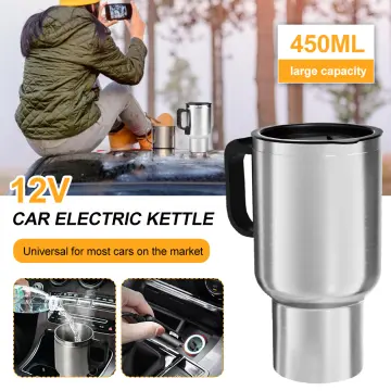 12V 450ml Steel Vehicle Heating Cup Electric Heating Car Kettle Coffee  Heated Mug USB Heating Car Coffee Mug Thermos Cup