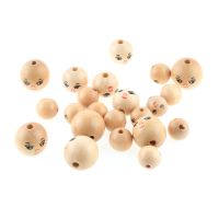 DIY Coffee Color 14/18/22mm 20pcs Round Natural Wood Color Lady Smile Face Wooden Beads For Jewelry Making