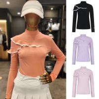 Korean new original golf womens top golf womens stand-up collar slim long-sleeved lace ladylike T-shirt J.LINDEBERG Titleist DESCENNTE Korean Uniqlo ☃◐✾