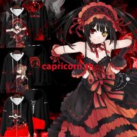 ใหม่ เสื้อกันหนาว เสื้อแจ็กเก็ตแขนยาว มีฮู้ด พิมพ์ลายอนิเมะ DATE A LIVE Tokisaki Kurumi มีซิป ทรงหลวม สไตล์ญี่ปุ่น แฟชั่นสําหรับผู้ชาย และผู้หญิ