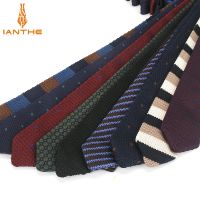 ✘♀☬ Fashion Slim Neck Tie Wedding Knitt Necktie for Men Skinny Knit Ties Man Gravata Navy Solid Stripe Dot Narrow Knitted Neckties