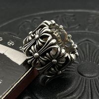 [TOP] Chrome Heart S925 Silver Round Grave Ring Classic Tombstone Cross Ring