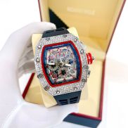 Đồng hồ nam Richard Mille đính đá, size mặt 43mm, dây cao su, 6kim