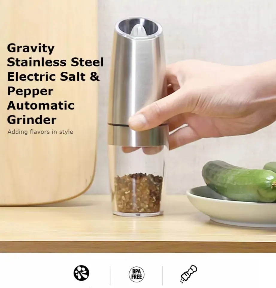 Electric Salt and Pepper Grinder Set,One-handed Automatic Operation, white  LED Light, Adjustable Coarseness,Battery Powered,Generous Capacity