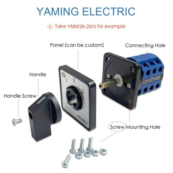 20a-din-rail-mounted-universal-conversion-selector-lw26-20-2-two-poles-rotation-selection-control-circuit-cam-switch