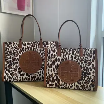 tory burch ella tote leopard