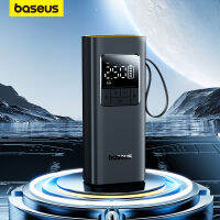 Baseus เครื่องสูบยางไฟฟ้าเครื่องอัดอากาศแบบพกพาปั๊มลมรถยนต์ไร้สายพร้อมจอแสดงผล LCD แบบดิจิตอล