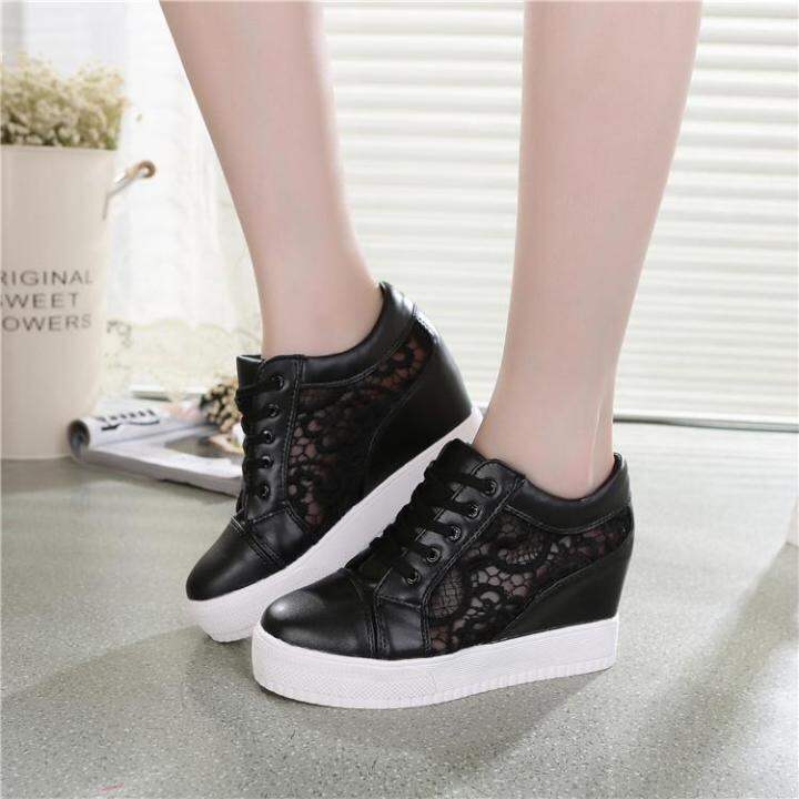 Korean style Lace white shoes Increased within 7 cm Women shoes Thick-soled platform  shoes Student casual shoes | Lazada