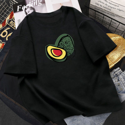 Avocado Pattern Plus Size T-shirt Womens Fruit Printed Big Size Tee