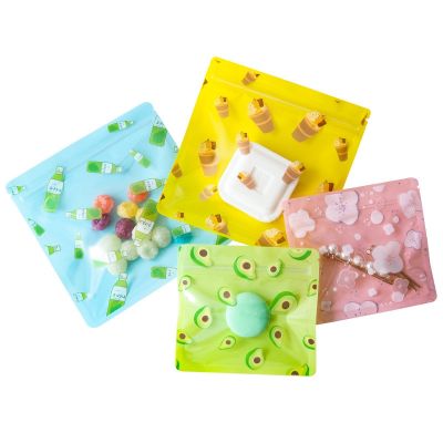 100Pcs Thicken Cartoon Ziplock Bags Printed Transparent Snacks Small Jewelry Sealed Gift Packaging