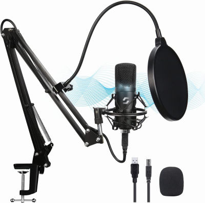 SHAO USB Microphone Kit, Professional Streaming Podcast PC Condenser Computer Mic for Gaming, YouTube Video, Recording Music, Voice Over, Karaoke, Studio Mic Bundle with Adjustable Arm Stand Shock Mount