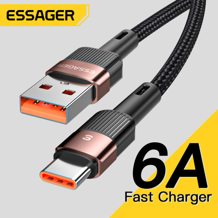Essager 6A 66W USB C cable for Samsung Xiaomi Oppo Huawei mate 40 Pro fast  charging USBC charger data cable 