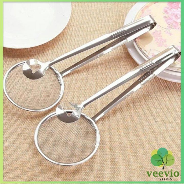 veevio-คีมคีบอาหาร-พร้อมกระชอนกรองแยกน้ำมัน-oil-control-food-clip-มีสินค้าพร้อมส่ง