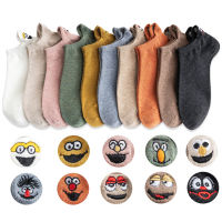 10pairsLot Short Women Mens Socks Cotton Funny Socks Work Sport Embroidered Expression Plain Male Socks Men Cute High Quality