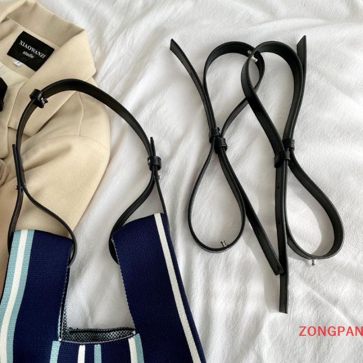 zongpan-กระเป๋าสะพายข้างหนังสีขาวทนทาน-กระเป๋าคาดเอวเสริมกระเป๋าถือมีสาย-tali-bahu-สีดำปรับได้