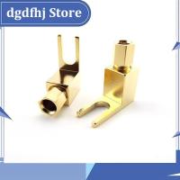 Dgdfhj Shop 1pcs 4MM Banana Plug Y Fork Right Angle Audio Speaker Wire Connector Jack Adapter Gold Plated Screw Solderless parts