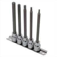 ชุดลูกบ๊อกซ์เดือยโผล่ยาว 3/8DR HEX มม. 5 ชิ้น  3/8Dr Bit Socket Long Hex mm 5Pcs Set