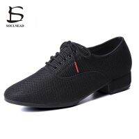 Male Latin Dance Shoes Men Salsa Jazz Dancing Boys Ballroom Modern Tango Shoes Black Mesh Soft Sole Man Training Sneakers 39-46