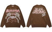 ผู้ชายถักเสื้อกันหนาว Y2K Streetwear Hip Hop Spider Pullover จัมเปอร์เสื้อกันหนาว2023ฤดูใบไม้ร่วง Harajuku แฟชั่น Casual Punk Gothic Male