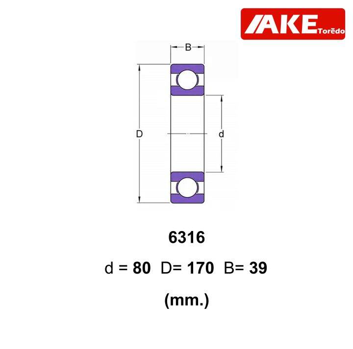 6316-ตลับลูกปืนเม็ดกลม-ไม่มีฝา-2-ข้าง-ขนาดเพลาด้านใน-80-มิลลิเมตร-6316-open-จัดจำหน่ายโดย-ake-tor-do