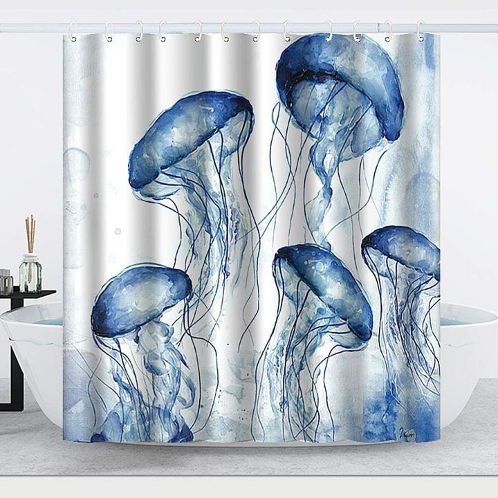 ocean-beach-theme-fabric-jellyfish-waterproof-polyester-fabric-shower-curtain