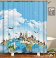 【hot】✧  Map Shower Curtain Culture Landmark Statue of Liberty Big Sets