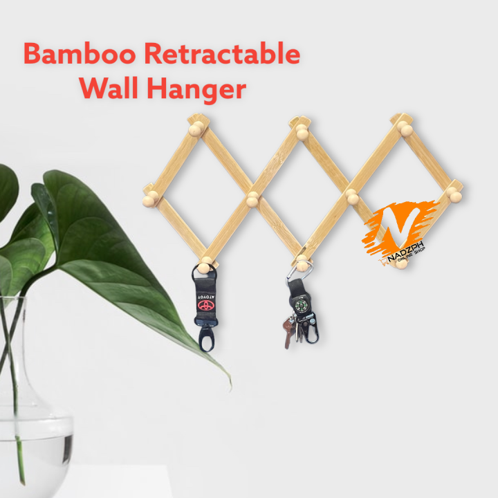 Natural Bamboo Wall Hanger Wooden Retractable Wall Hanger Lazada PH