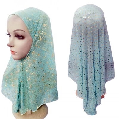 【YF】 Eid Muslim Hijab Dubai Headwear Headwraps One Piece Amira Scarves Arab Turban Scarf Femme Glitter Headscarf Caps For Women