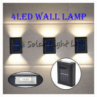 ไฟเหลือง  Solar Wall Lamp 4 LED BD-4LED  ติดผนัง ติดรั้วบ้าน เพิ่มความสวยงาม