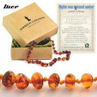 LUER 16 Colors Amber Teething celetNecklace for Baby Lab Tested Authentic 8 Sizes Natural Amber Stone Women Jewelry