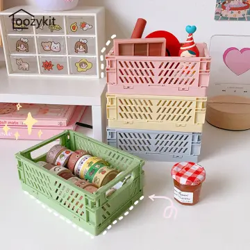 Plastic Storage Box, Candy Color Desktop Storage Container With